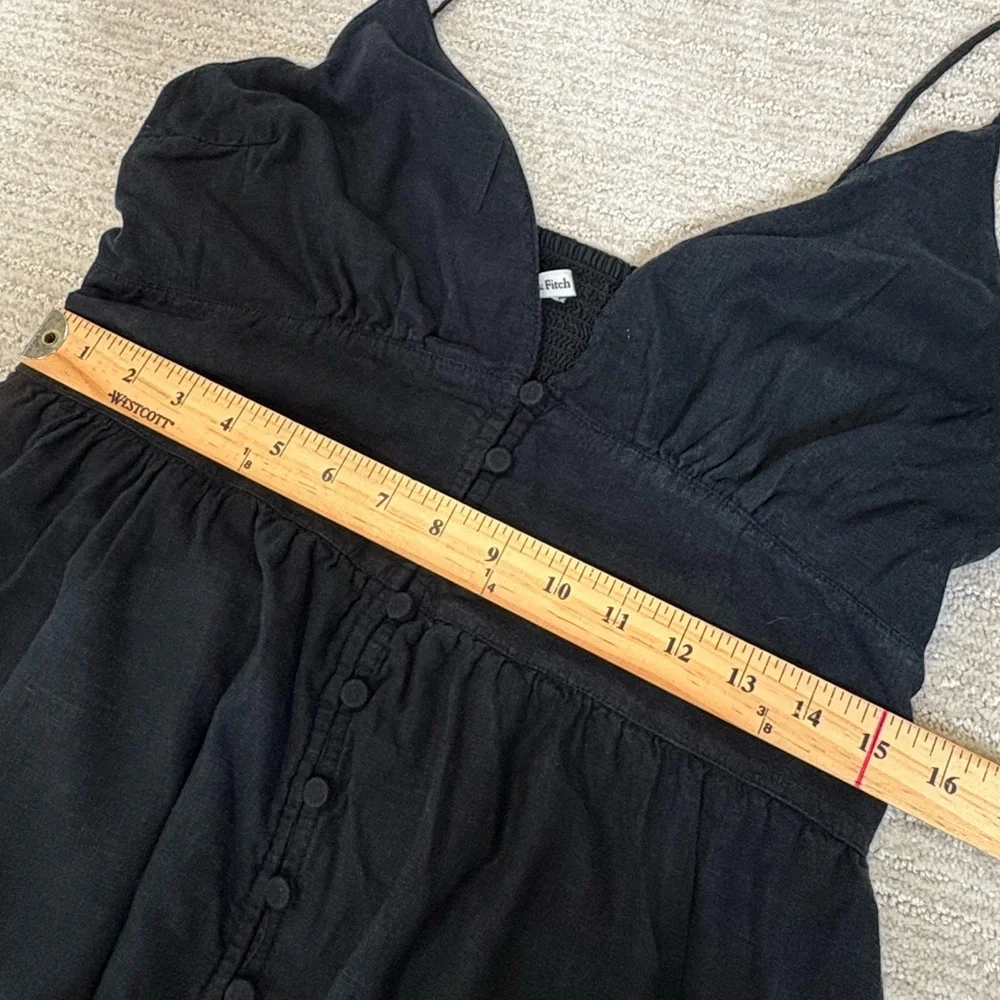 Abercrombie & Fitch Black Linen Blend Empire Sundress Size Large Tall Maxi Dress